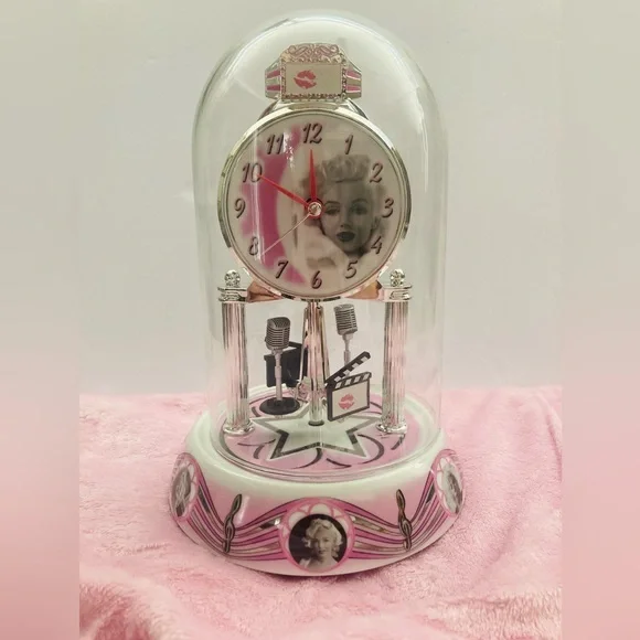 Vintage 2009 Marilyn Monroe Anniversary Porcelain Clock Rotating Pendulum/Dome - Picture 6 of 16
